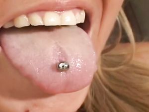 Big Titty Babe With A Tongue Piercing Sucks Cock